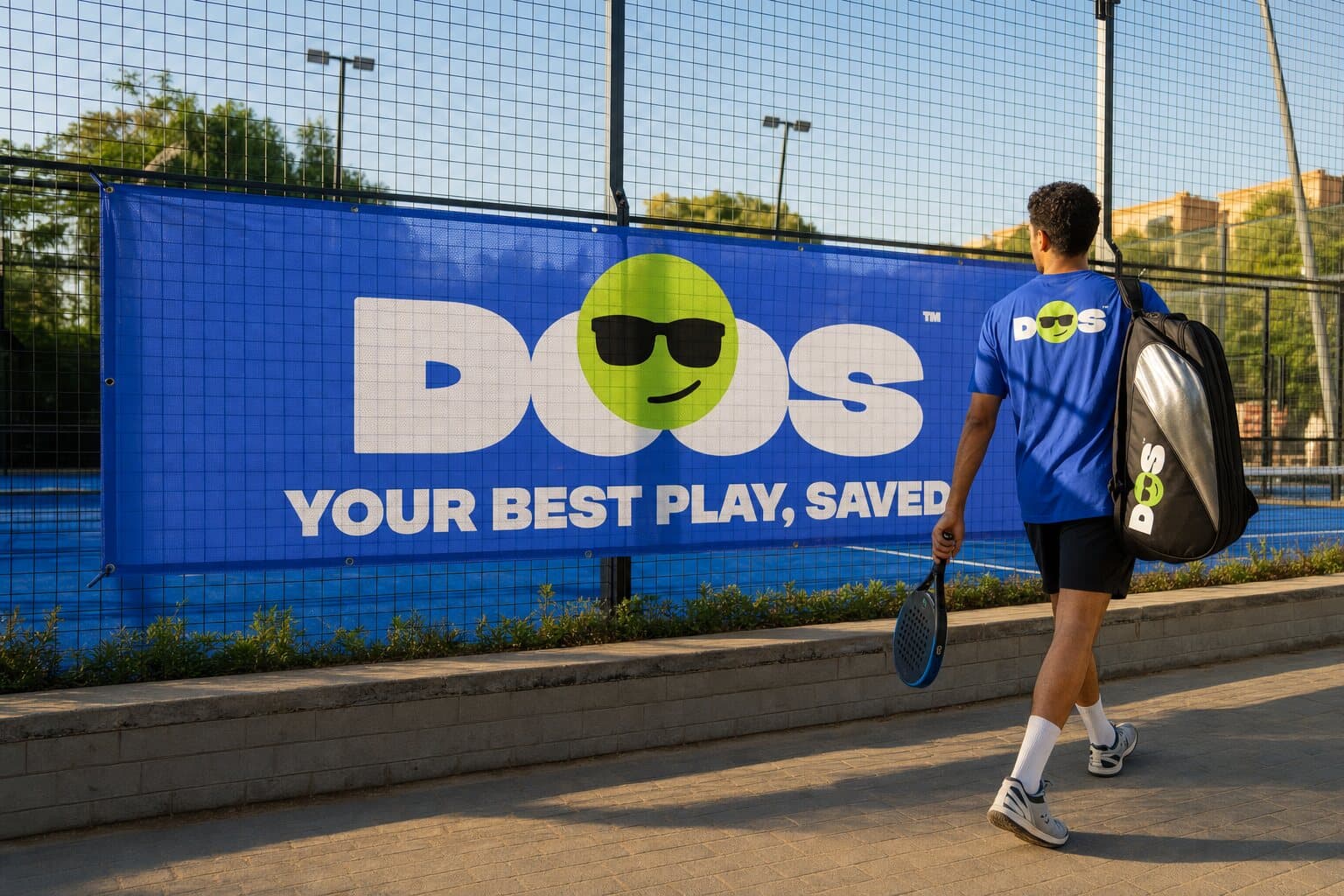 A DOOS banner on a club fence